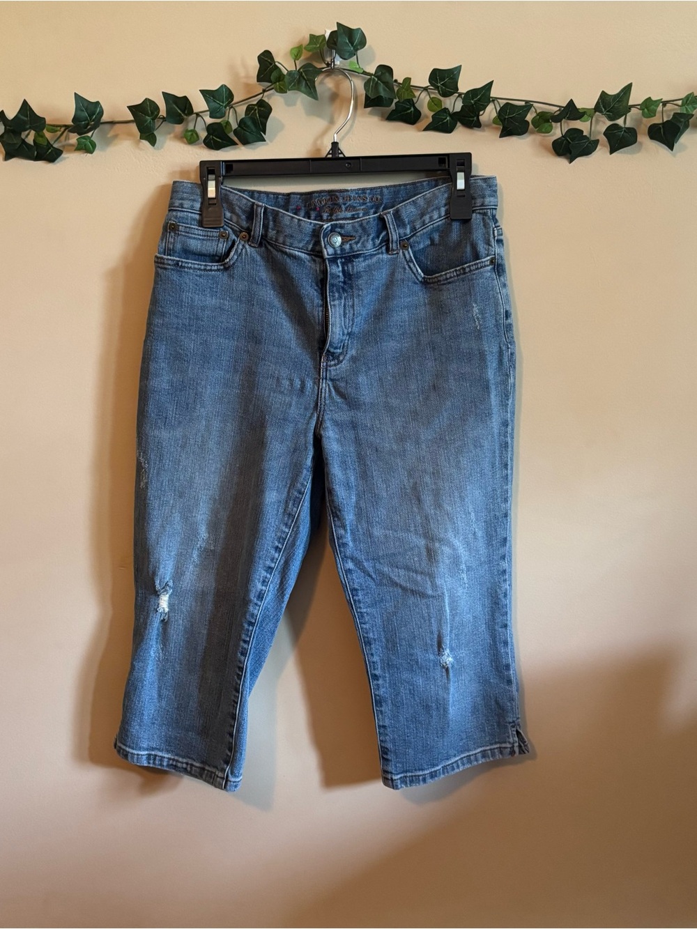 Lauren Jeans Co. Ralph Lauren Women's Cropped Ankle Jeans in Medium Blue Denim